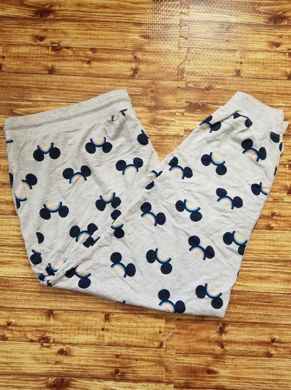 Disney Mickey Mouse Gray Rainbow Pajama Pants Lounge Sleepwear Womens 2XL 2X Pj